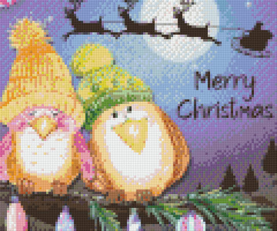 Merry Chirstmas Bird Six [6] Baseplates Pixelhobby Mini mosaic Art Kit